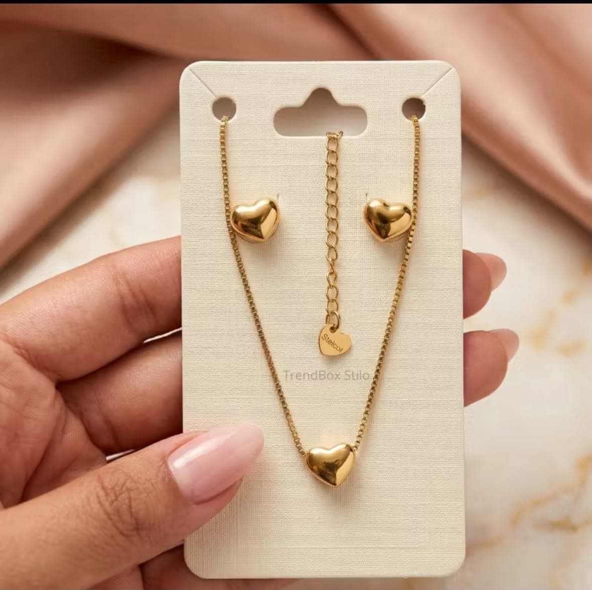 Kit Coração, Aço inox dourado